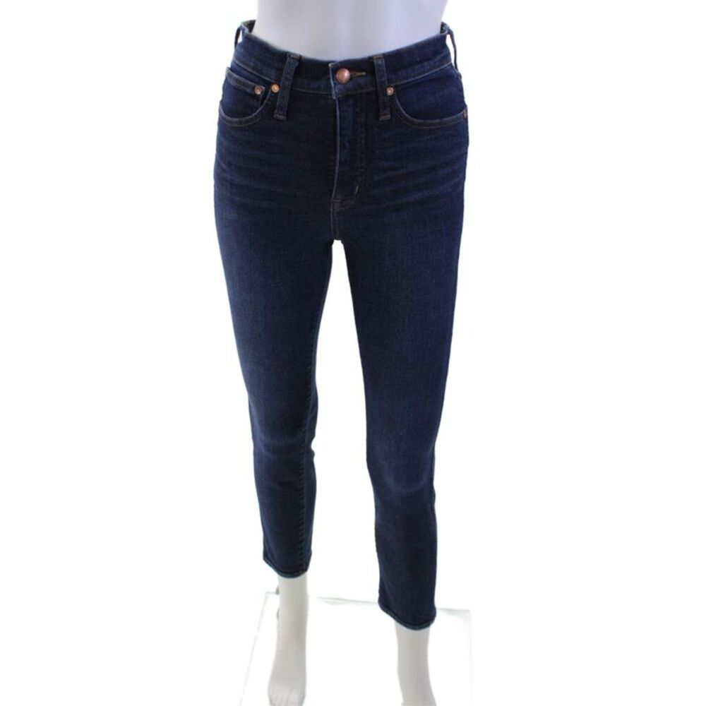 Point Sur Women Skinny Ankle Jeans Dark Blue Button Mid Rise Size 25